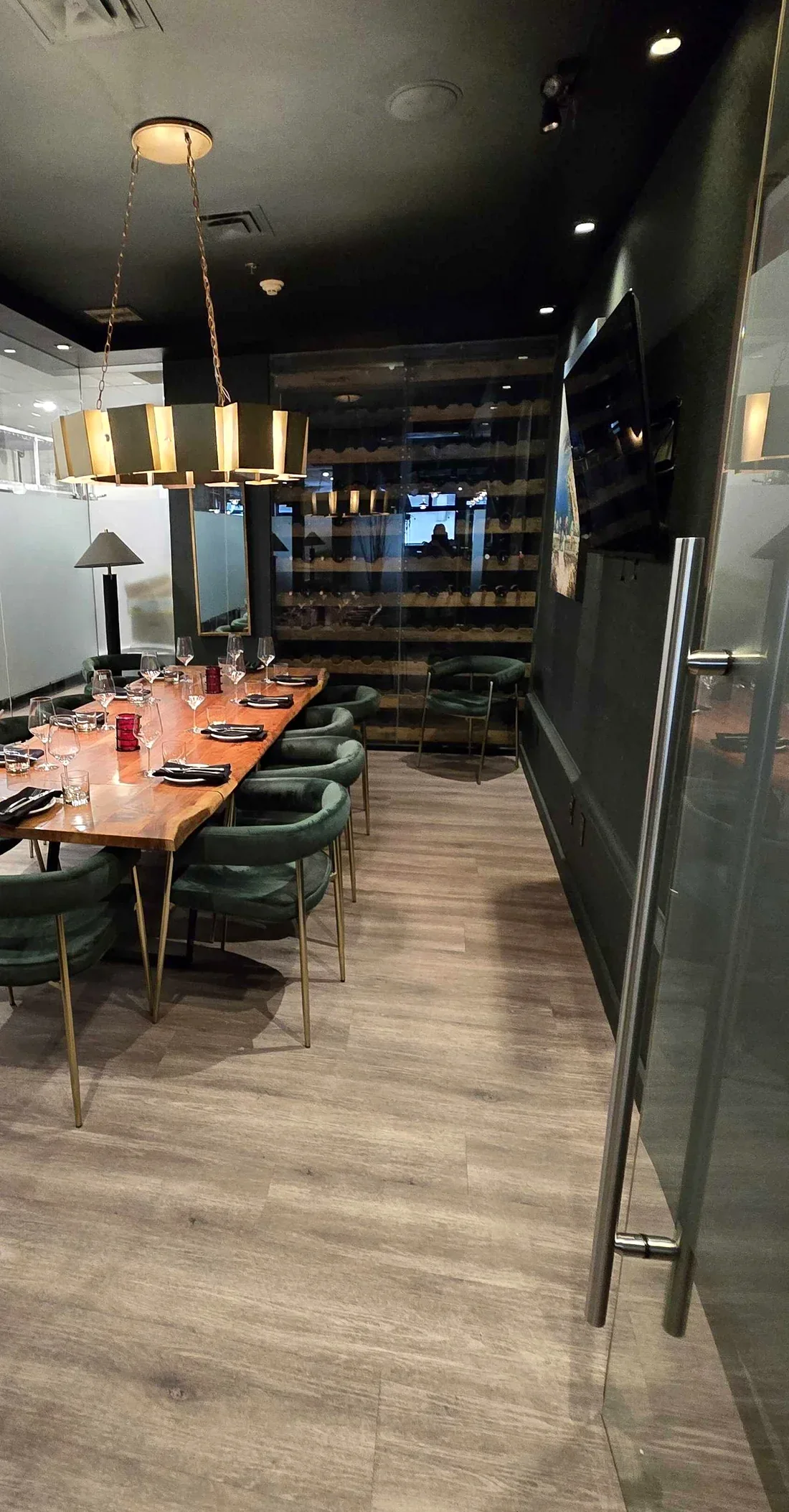 Long set table in the private dining room at Toscana on 10th Avenue